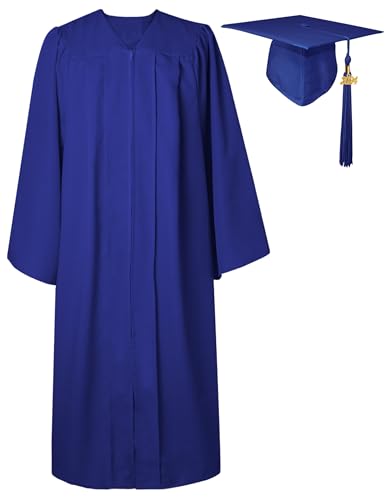 GraduatePro Abschluss Talar mit Hut 2024 Doktorhut Bachelor Uni Abi Master Kostüm Geschenke Absolventen Akademischer Herren Damen Königsblau 51=M von GraduatePro