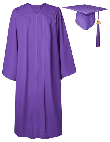 GraduatePro Abschluss Talar mit Hut 2024 Doktorhut Bachelor Uni Abi Master Kostüm Geschenke Absolventen Akademischer Herren Damen Lila 45=XS von GraduatePro