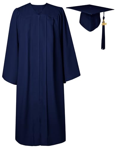 GraduatePro Abschluss Talar mit Hut 2024 Doktorhut Bachelor Uni Abi Master Kostüm Geschenke Absolventen Akademischer Herren Damen Marine 45=XS von GraduatePro