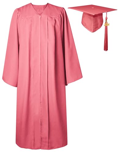 GraduatePro Abschluss Talar mit Hut 2024 Doktorhut Bachelor Uni Abi Master Kostüm Geschenke Absolventen Akademischer Herren Damen Rosa 48=S von GraduatePro