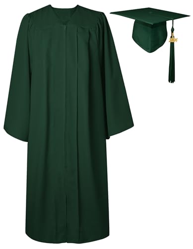 GraduatePro Abschluss Talar mit Hut 2024 Doktorhut Bachelor Uni Abi Master Kostüm Geschenke Absolventen Akademischer Herren Damen Waldgrün 54=L von GraduatePro