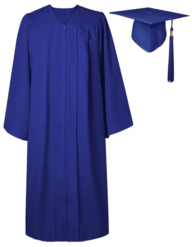 GraduatePro Abschluss Talar mit Hut Absolventen Robe Bachelor Uni Master Kostüm Geschenke Absolventen Akademischer Herren Damen Königsblau 45=XS von GraduatePro