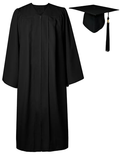GraduatePro Abschluss Talar mit Hut Absolventen Robe Bachelor Uni Master Kostüm Geschenke Absolventen Akademischer Herren Damen Schwarz 60=2XL von GraduatePro