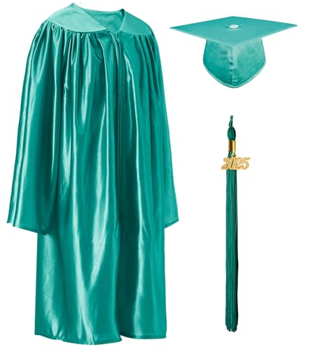 GraduatePro Kinder Abschluss Talar und Doktorhut 2025 Quaste Für Vorschule Kindergarten Abschlussfeier Smaragd 36=131-138 von GraduatePro