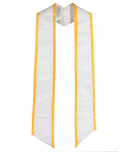 GraduatePro Kirche Stola Abschluss Priester Pastor Stahl Chor Erwachsene Unisex Universität 183 cm Weiß Gold von GraduatePro