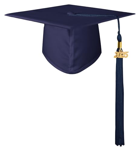 GraduatePro Matte Kids Doktorhut 2025 Abschluss Hut für Kindergarten Prek Graduation Zeremonie Schuluniformen Studienabschluss Kappe Hüte Marineblau von GraduatePro