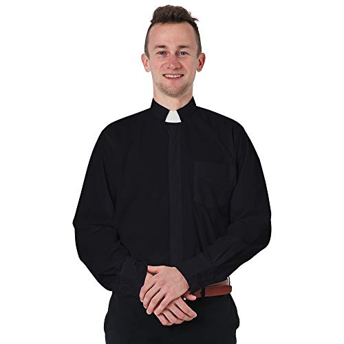 GraduatePro Priesterhemd Pfarrer Kragen Herren Langarm Klassisches Klerus Schwarz GraduatePro Priesterhemd Pfarrer Kragen Herren Langarm Klassisches Klerus Schwarz von GraduatePro