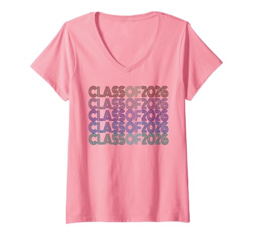 Damen Endlich Class of 2026 Senior 12 Years Later Rocks Girl T-Shirt mit V-Ausschnitt von Graduating Almost There Unicorn Signing Autographs