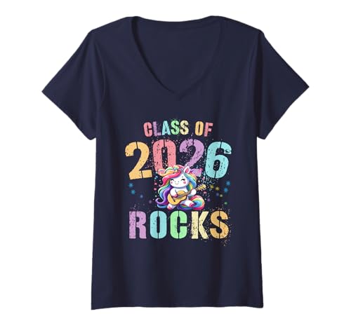 Damen Letzter erster Schultag von 2026 Rocks Seniors We Run The School T-Shirt mit V-Ausschnitt Damen Letzter erster Schultag von 2026 Rocks Seniors We Run The School T-Shirt mit V-Ausschnitt von Graduation Yearbook Besties Senior 12 Years Later