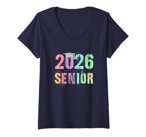 Damen Endlich Klasse der 2026 Senioren Wir führen Schule Final Level T-Shirt mit V-Ausschnitt Damen Endlich Klasse der 2026 Senioren Wir führen Schule Final Level T-Shirt mit V-Ausschnitt von Graduation Yearbook Party Besties Senior 12 Years