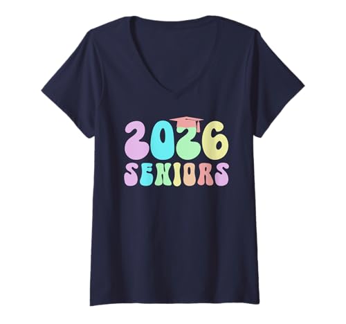 Damen Letzter erster Schultag des Jahres 2026 Seniors We Run School Final T-Shirt mit V-Ausschnitt Damen Letzter erster Schultag des Jahres 2026 Seniors We Run School Final T-Shirt mit V-Ausschnitt von Graduation Yearbook Party Besties Senior 12 Years