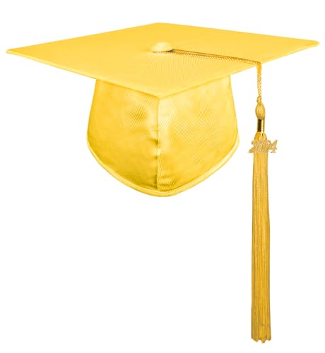 GraduationMall Glänzend Doktorhut für Kinder Abschluss Hut mit Quaste Jahr Charme 2024 Vorschule Kindergarten Gold von GraduationMall