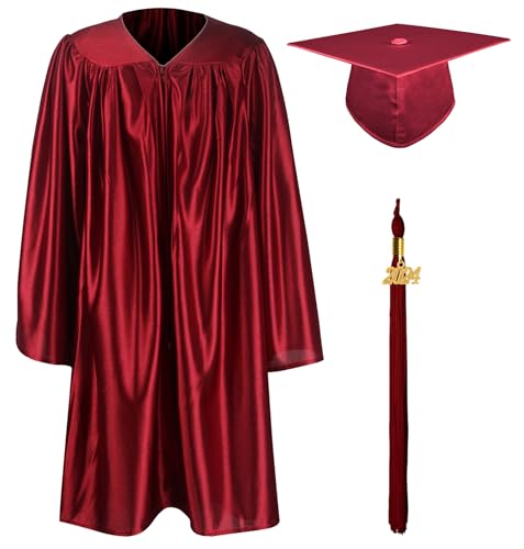 GraduationMall Kinder Akademischer Abschluss Talar mit Doktorhut und Quaste 2024 Für Vorschule Abschlussfeier Kastanienbraun 33(123-130cm) von GraduationMall