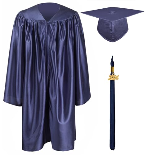 GraduationMall Kinder Akademischer Abschluss Talar mit Doktorhut und Quaste 2024 Für Vorschule Abschlussfeier Marineblau 33(123-130cm) von GraduationMall