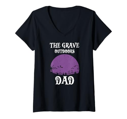 Damen Der Gruselige Friedhof Outdoor Papa Szene Humor T-Shirt mit V-Ausschnitt Damen Der Gruselige Friedhof Outdoor Papa Szene Humor T-Shirt mit V-Ausschnitt von Gräber Humor Gruseliger Vater Lustig Fan