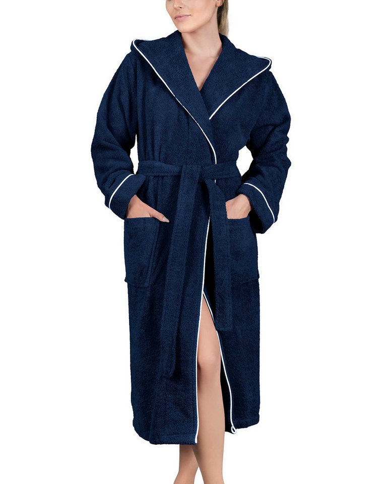 Laynenburg Damenbademantel - Frottee Bademantel Damen lang, 124, Baumwolle, Kapuze, Gürtel, 100% Baumwolle, Gürtel, Frottee Kapuze S-3XL von Laynenburg