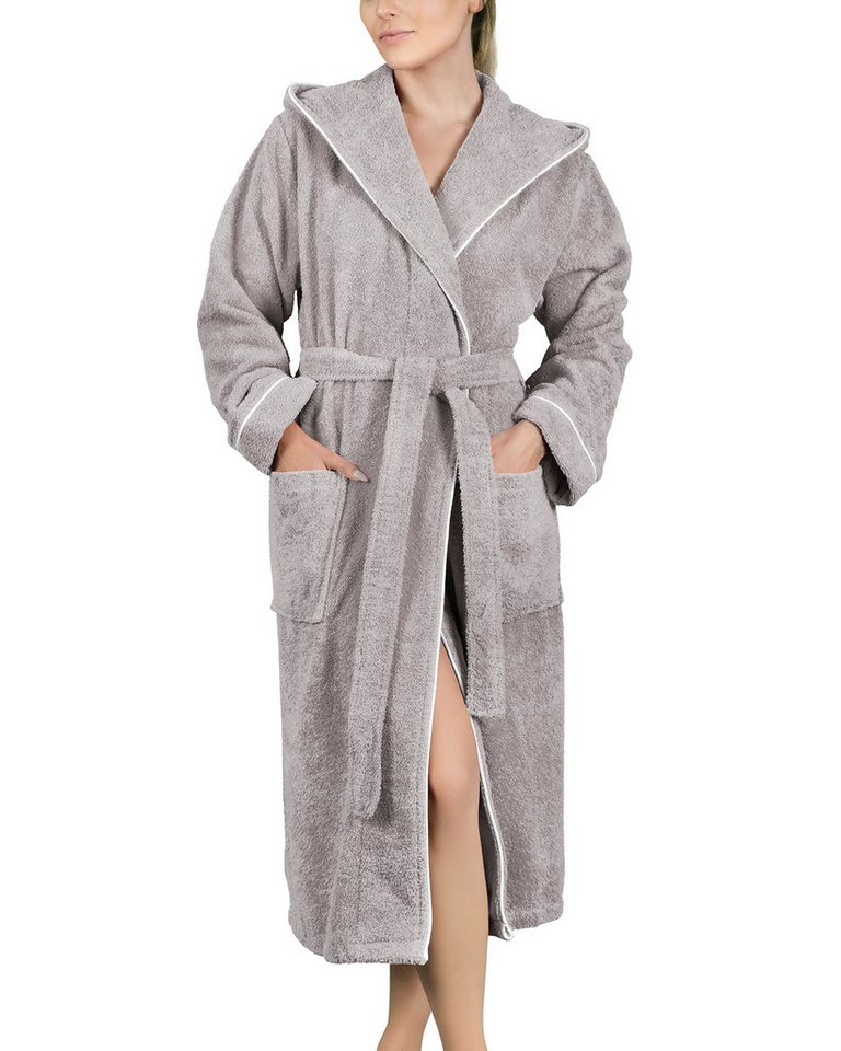 Laynenburg Damenbademantel - Frottee Bademantel Damen lang, 124, Baumwolle, Kapuze, Gürtel, 100% Baumwolle, Gürtel, Frottee Kapuze S-3XL von Laynenburg