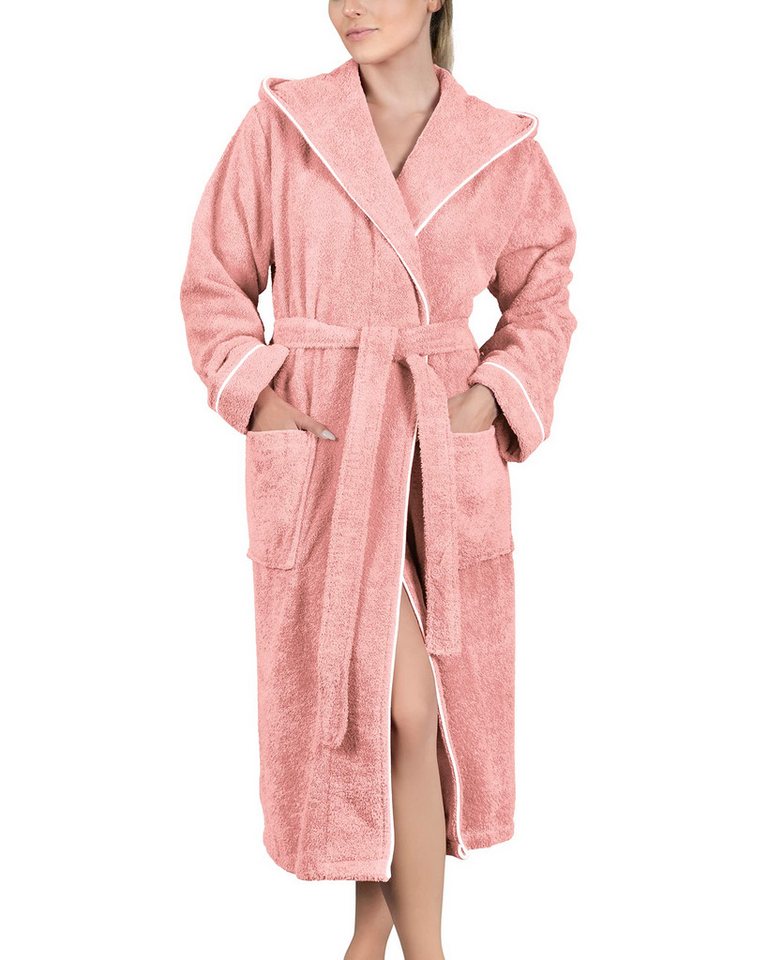 Laynenburg Damenbademantel - Frottee Bademantel Damen lang, 124, Baumwolle, Kapuze, Gürtel, 100% Baumwolle, Gürtel, Frottee Kapuze S-3XL von Laynenburg