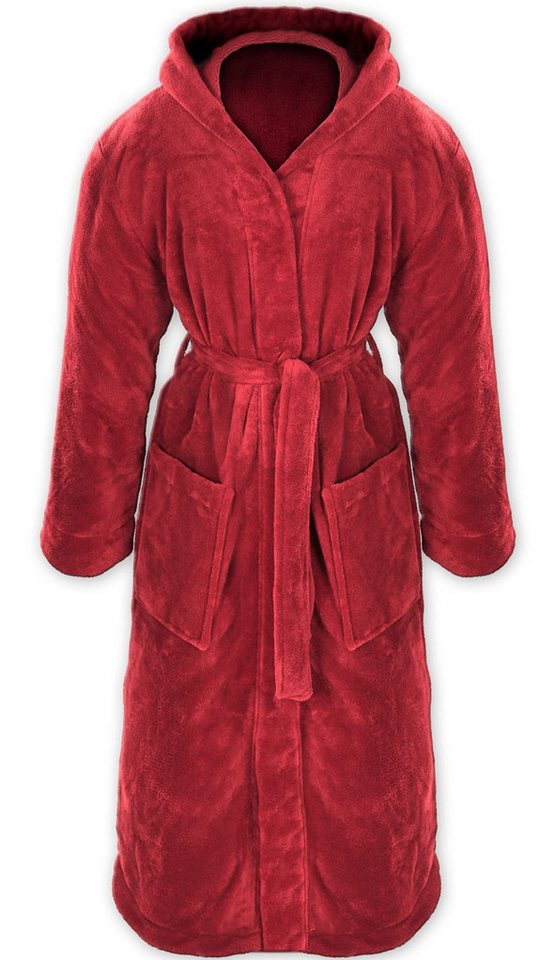 Gräfenstayn Unisex-Bademantel - Bademantel Herren mit Kapuze - Flanell-Fleece Unisex, warm & kuschelig, Waden bis Knöchellang, Fronttaschen, Gürtel, S-XXXL von Gräfenstayn