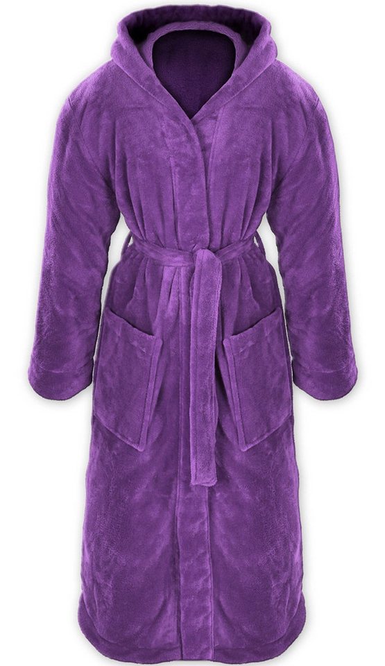 Gräfenstayn Unisex-Bademantel - Bademantel Herren mit Kapuze - Flanell-Fleece Unisex, warm & kuschelig, Waden bis Knöchellang, Fronttaschen, Gürtel, S-XXXL von Gräfenstayn