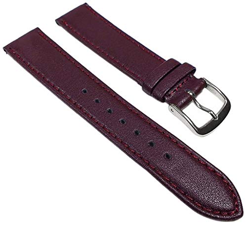 GRAF Miami Ersatzband XL 19mm Uhrenarmband rot Leder Naht Band Kalbnappa, Schließe:Silbern von Graf Manufaktur
