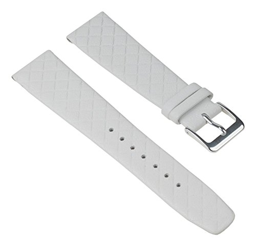 Graf Manufaktur Jazz Uhrenarmband Kalbsleder Band Weiss Rautenmuster 26225S, Stegbreite:18mm von Graf Manufaktur