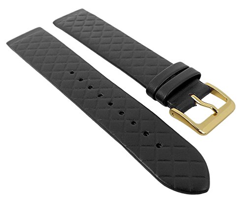 Graf Manufaktur Minott Uhrenarmband Kalbsleder mit Rautenmuster Schwarz 25945G, Stegbreite:22mm von Minott