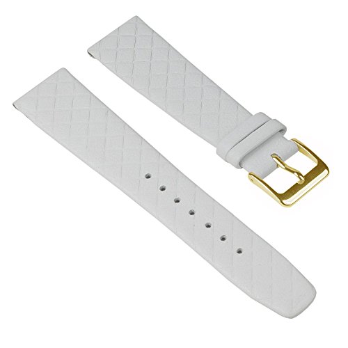 Graf Manufaktur Jazz Uhrenarmband Kalbsleder Band Weiss Rautenmuster 26226G, Stegbreite:11mm von Graf Manufaktur