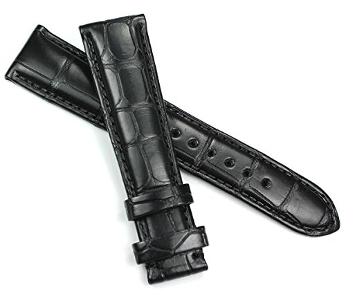 GRAF 18 mm / 16 mm ECHT Lederband Handgemacht Art Manuel für LeCoultre Faltschließe schwarz Kroko Alligator Band Germany KROKOBAND B145 von GRAF