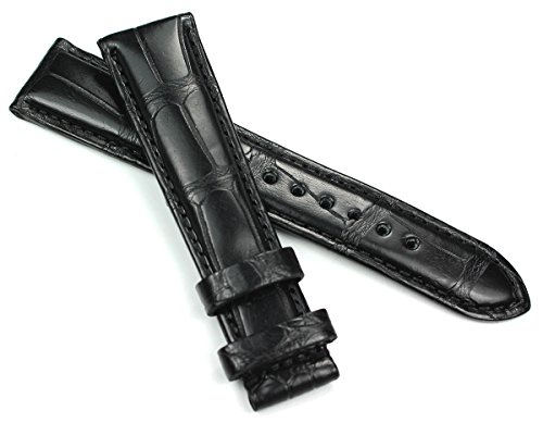 GRAF 18 mm / 16mm ECHT Lederband Handgemacht Art Manuel für Cartier Faltschließe schwarz Kroko Alligator Band Germany KROKOBAND B143 von Graf