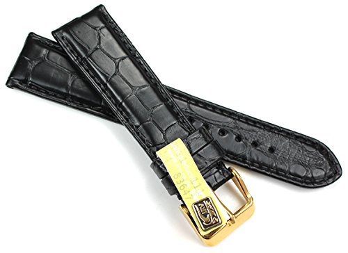GRAF 20 mm / 18mm ECHT Lederband Handgemacht Art Manuel schwarz Kroko Band Germany KROKOBAND B158 von GRAF