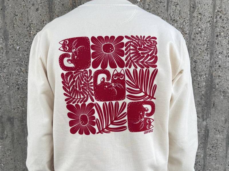 Katzen Sweatshirt Aus Bio-Baumwolle in Natural Raw Katzen Sweatshirt Aus Bio-Baumwolle in Natural Raw von GrafKatz