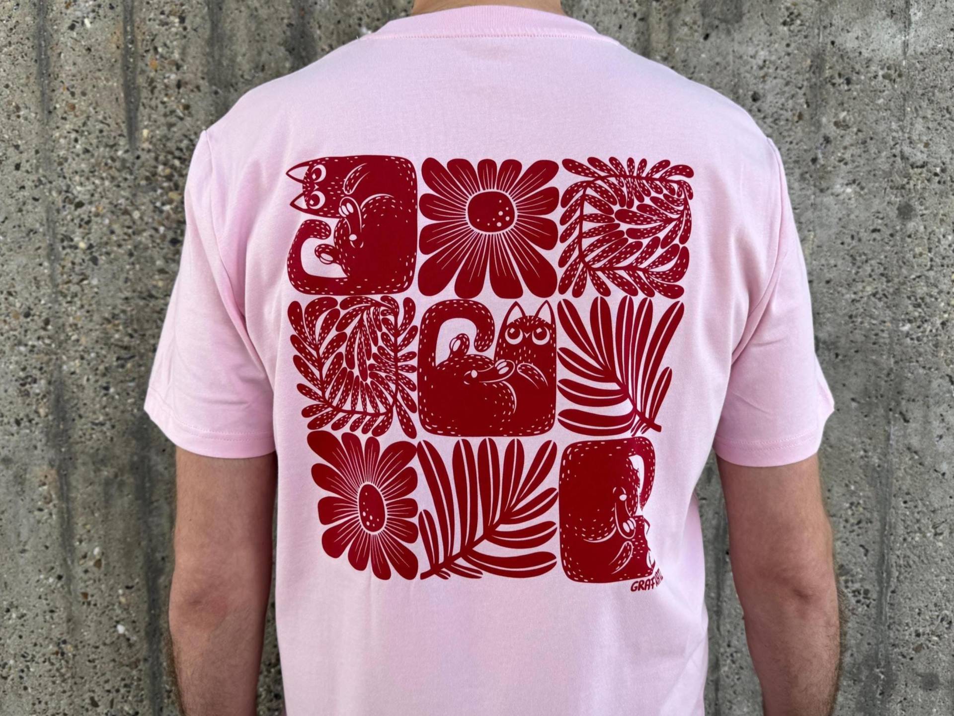 Rosa Katzen T-Shirt Aus Bio-Baumwolle Rosa Katzen T-Shirt Aus Bio-Baumwolle von GrafKatz