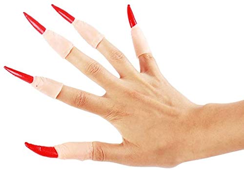 Hexen Finger Claws Nail Claws Kunstnägel Halloween Kostüme gruselige Hexen Nägel Fake Finger Pfoten Krallen Fingerspitzen Pfeil Klaue Cosplay Party Halloween Prop Gothic Nagel Hexenkrallen 10 Stück von Grafanty