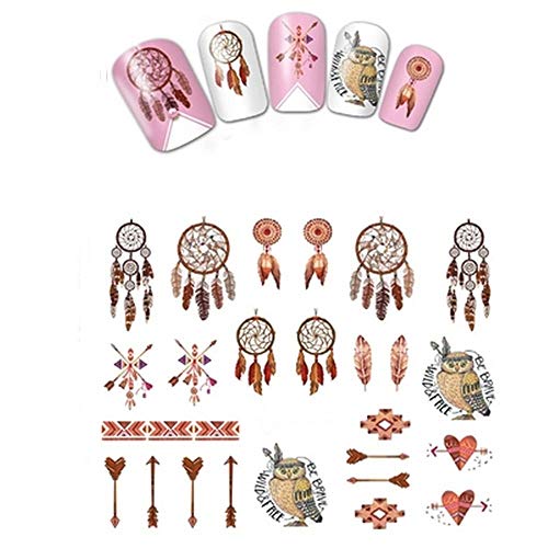 One Stroke Sticker, Nail Tattoos, Wraps - Traumfänger/Federn/Eulen - 702-BN-905 CE-06 von Graffdesign