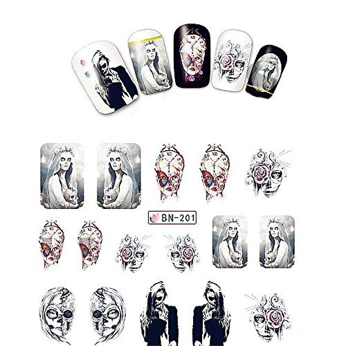 One Stroke Sticker, Nail Tattoos - Halloween/Karneval/Skull - 702-BN-201 box2 von Graffdesign