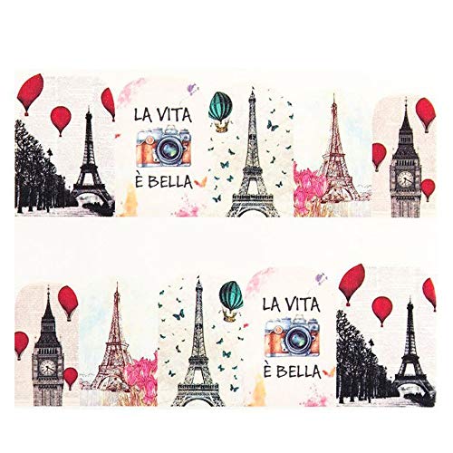 One Stroke Sticker, Nail Tattoos - Wraps - Paris/Eifelturm/bunt - 702-BN-384 von Graffdesign