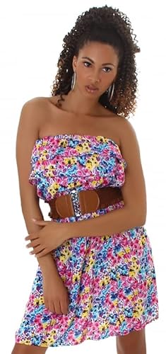 Graffith Damen Bandeau Kleid A-Linie Geblümt Taillengürtel, Dark Pink 34-38 von Graffith