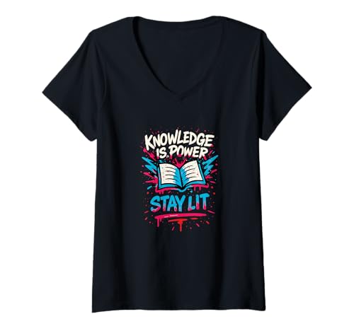 Damen Graffiti Bücher Streetwear Grafik Lustig Lesen Humor T-Shirt mit V-Ausschnitt Damen Graffiti Bücher Streetwear Grafik Lustig Lesen Humor T-Shirt mit V-Ausschnitt von Graffiti Streetwear Reading Humor Apparel