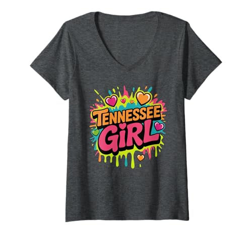 Damen Tennessee Women's Graffiti Streetwear with Spray Paint T-Shirt mit V-Ausschnitt Damen Tennessee Women's Graffiti Streetwear with Spray Paint T-Shirt mit V-Ausschnitt von Graffiti Tennessee Women's Gifts and Apparel