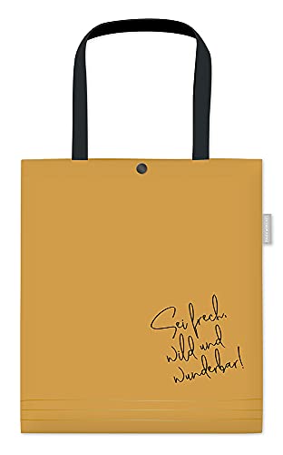 Grafik-Werkstatt Unisex Damen Baumwoll-Beutel mit lustigem Spruch | Tasche mit Verschluss | Sei wuderbar Tragetasche, gelb von Grafik-Werkstatt