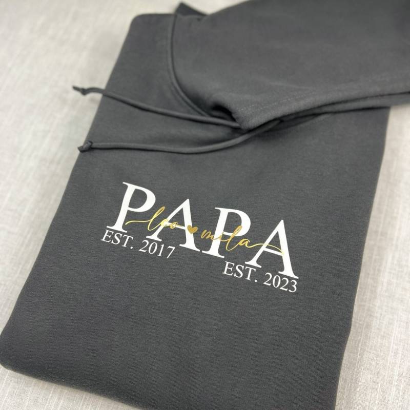 Papa Hoodie Personalisiert Mit Namen Der Kinder Und Geburtsjahr |Perfekt Zum Vatertag |Für Werdende Väter Oder Zur Geburt von GrafixAtelier