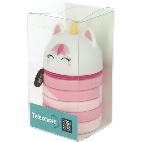 Grafoplas Pop It Silikon-Etui Einhorn Bubbles, Rosa, 19,5x6,5cm, Teleskop-Einhorn von Grafoplás