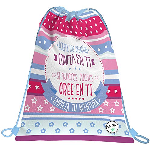 Grafoplás 37610519 Sé Tú Rucksack mit Kordeln und Außentasche, Modell Sé Atrevido, 36 x 47 cm von Grafoplás