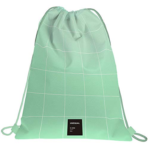 Grafoplás 37610726 Unequal Grid Rucksack mit Kordeln und Außentasche, Grün, 36 x 47 cm von Grafoplás