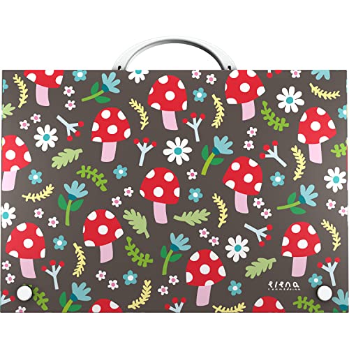 Grafoplás | Schultasche mit Griff und Druckknopfverschluss | Polypropylen | Foliengröße | 24,5 x 34,5 x 4 cm | Design Elena Corredoira | Pilz-Kollektion von Grafoplás