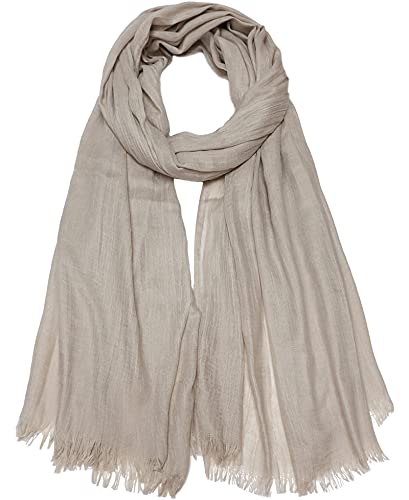 Damen Sommer Schals Baumwolle Leichte Große Lange Gaze Damenschal Eleganter Plain Tücher 75”×43”,Hell Khaki von Gragengs