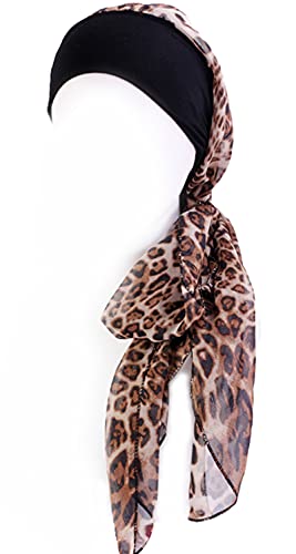 Gragengs Kopfbedeckung für Damen Schlaf Beanie Kopftuch für kahle Wickel Krebs Hüte Turban,Leopard von Gragengs