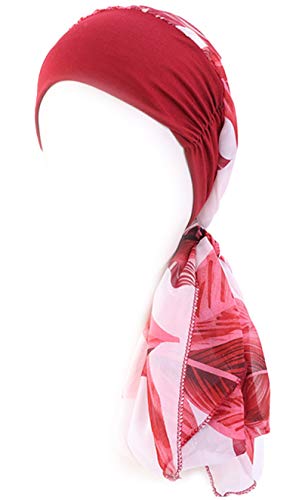 Kopfbedeckung für Damen Schlaf Beanie Kopftuch für kahle Wickel Krebs Hüte Turban,Rot von Gragengs