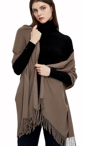 Gragengs Pashmina Schals und Wraps Schals für Damen Hochzeit Party Winter Warme Lange Solid Color,Khaki von Gragengs